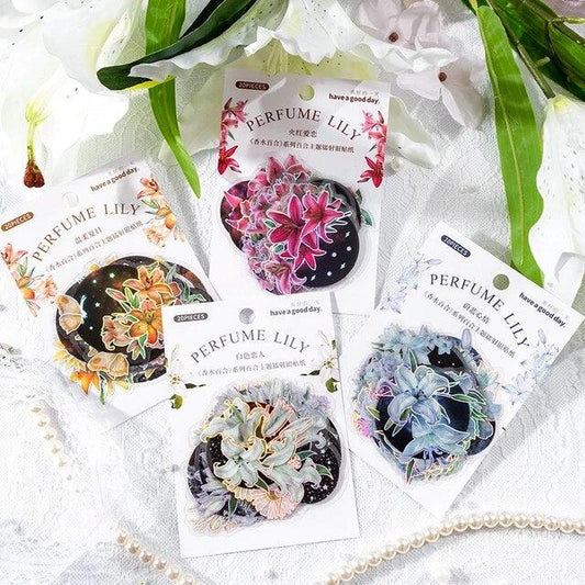 Perfume lily Series Silver foil pet Sticker