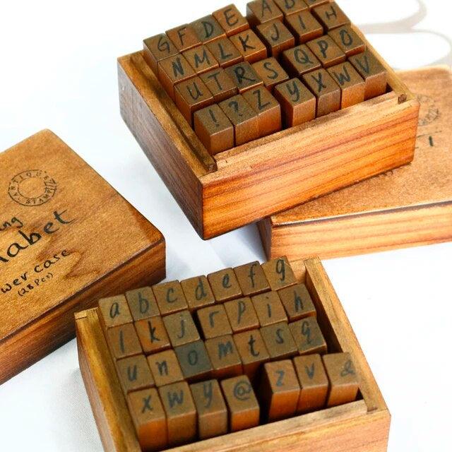 Vintage Wooden Rubber Stamp Set - Journal Carnival