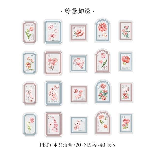 Flower Stamp Style Pet Stickers - Journal Carnival