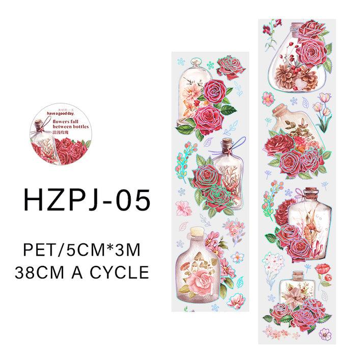 Light Gray Flower fall between bottles series pet tape