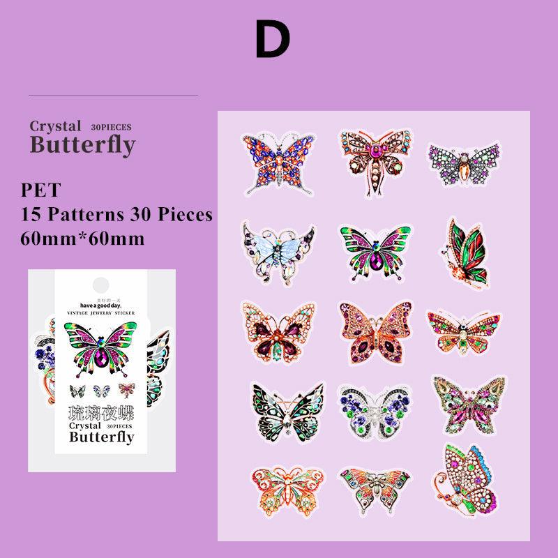 Plum Crystal Butterfly Series PET Stickers