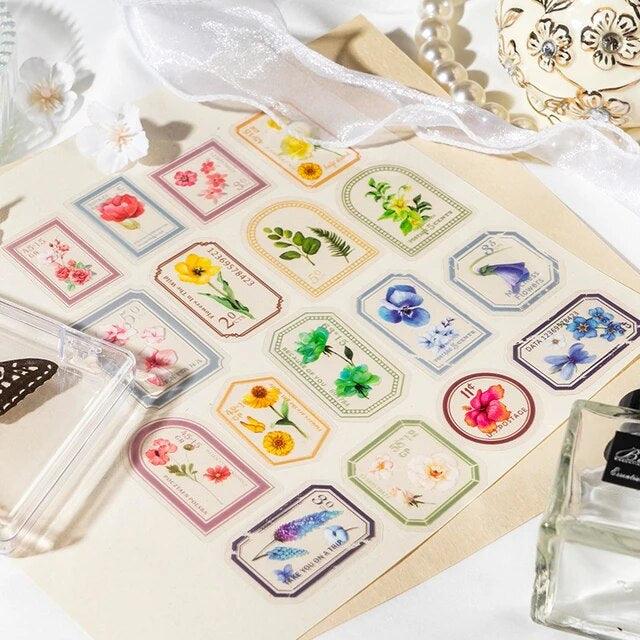 Flower Stamp Style Pet Stickers - Journal Carnival