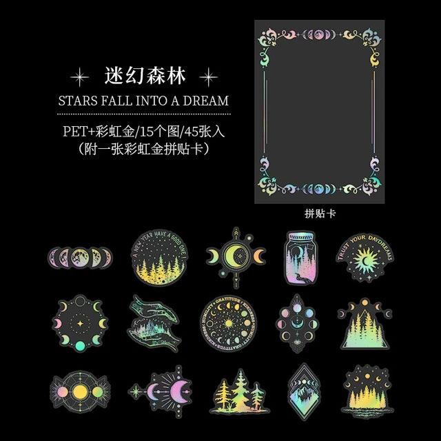Stars Fall into Dreams Series Hot Stamping Sticker - Journal Carnival