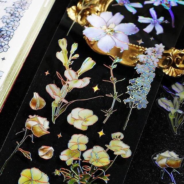 Gold foil Pet flower stickers - Journal Carnival