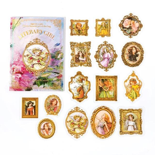 Pretty Lady in Mirror Series Stickers - Journal Carnival