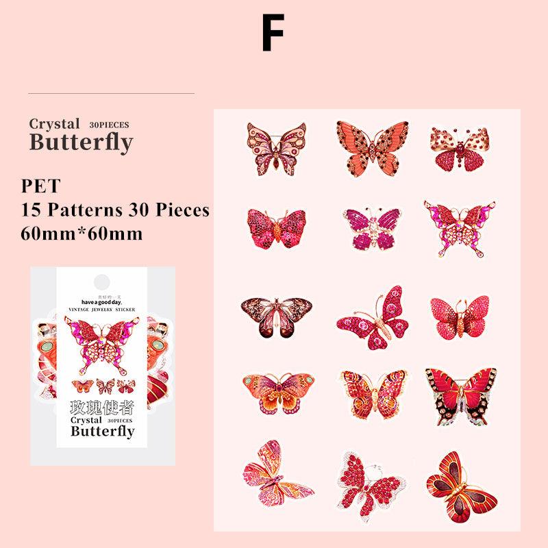 Misty Rose Crystal Butterfly Series PET Stickers