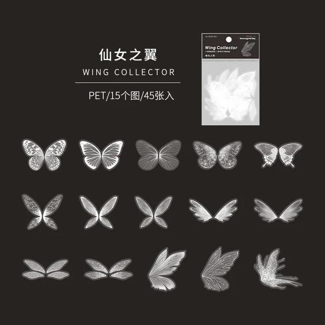 Vintage Frosted Wing Collection PET Stickers - Journal Carnival