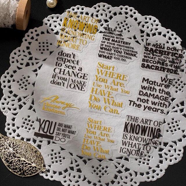 Bronzed English phrases Stickers - Journal Carnival