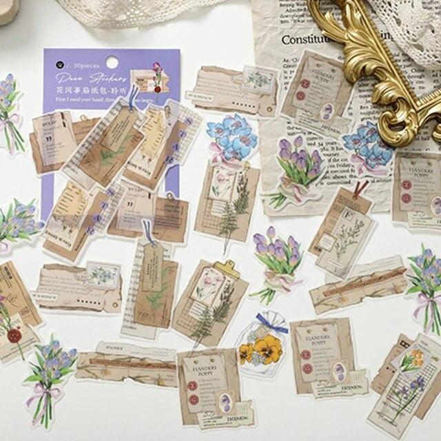 Vintage flower washi stickers - Journal Carnival