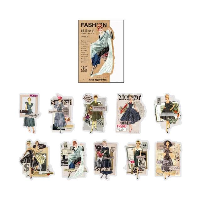 Vintage Fashion Character Stickers - Journal Carnival