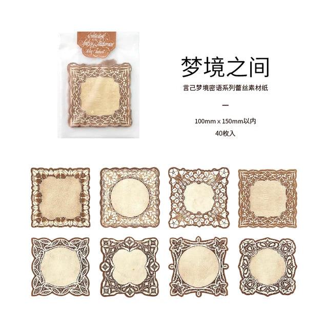Lace pattern coffee stained papers - Journal Carnival