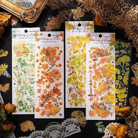 Leaf melody series Gold foil stickers