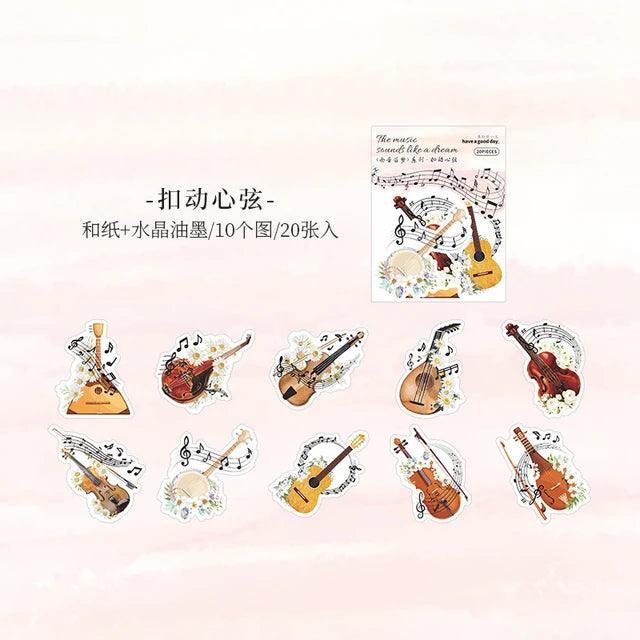 Musical Instruments Crystal Paper Sticker - Journal Carnival