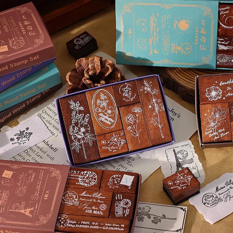 Custom Stamp Set Vintage Wooden Stamp Set