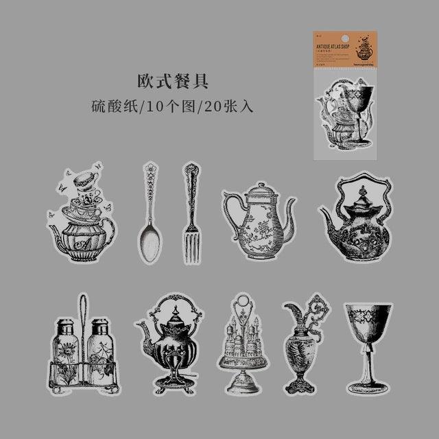 Vintage Antique Stationary Stickers - Journal Carnival