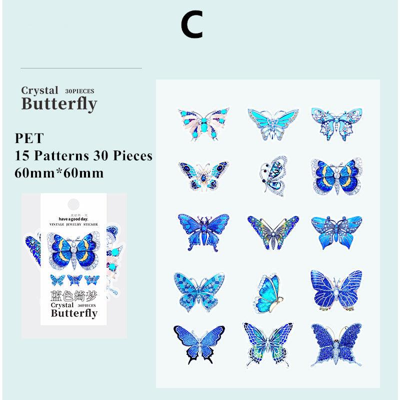 Lavender Crystal Butterfly Series PET Stickers