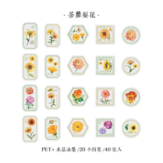 Flower Stamp Style Pet Stickers - Journal Carnival