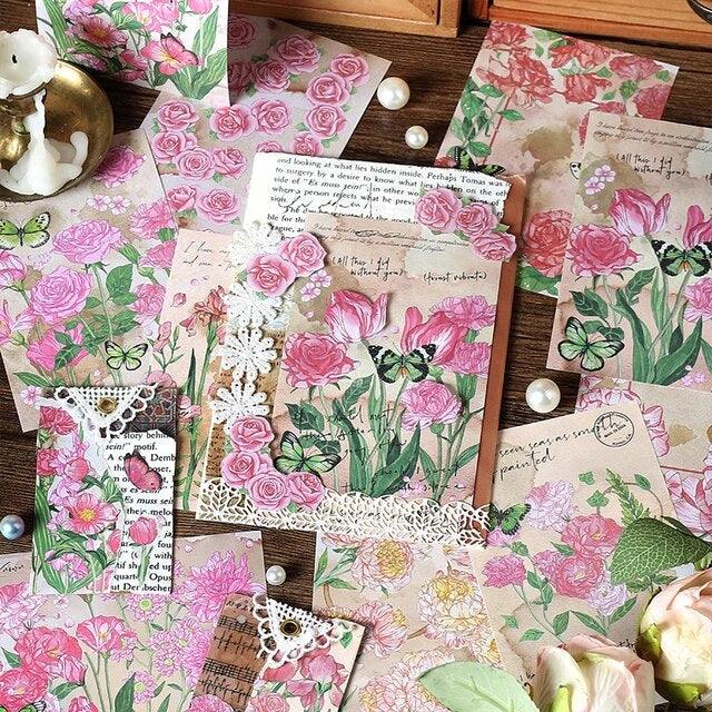Vintage Flower Scrapbook Material Paper - Journal Carnival