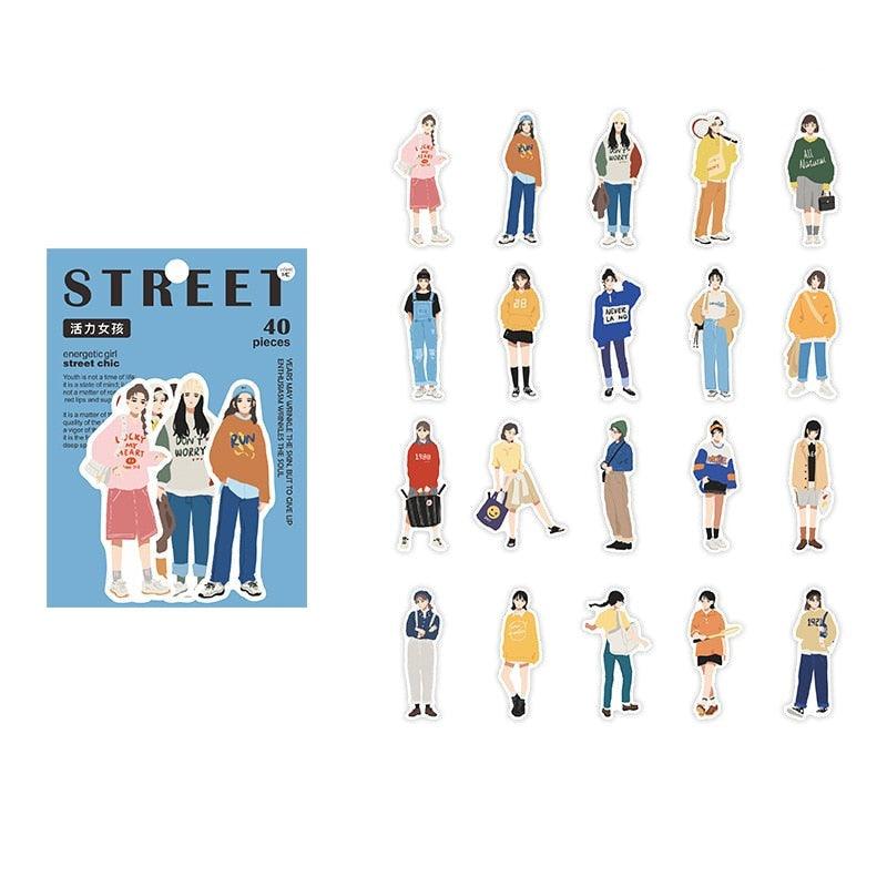 Korean Street Fashion character Sticker - Journal Carnival