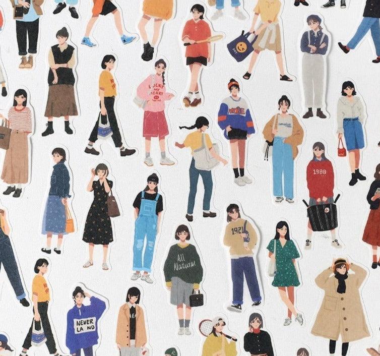 Korean Street Fashion character Sticker - Journal Carnival