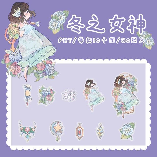 Flower Girl Illustration Pet Sticker - Journal Carnival