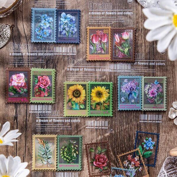 Stamp style Pet flower stickers - Journal Carnival