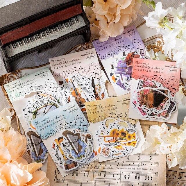 Musical Instruments Crystal Paper Sticker - Journal Carnival