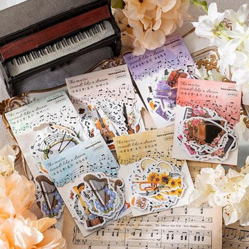 Musical Instruments Crystal Paper Sticker - Journal Carnival