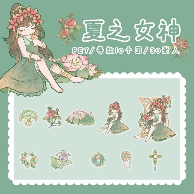 Flower Girl Illustration Pet Sticker - Journal Carnival