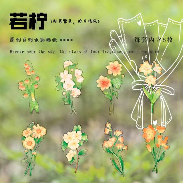 Large Size Flower Aesthetic Stickers - Journal Carnival