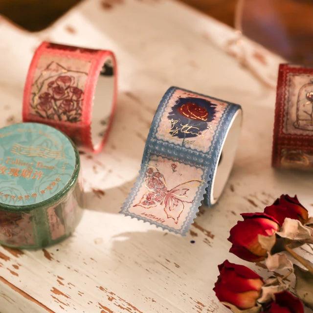 Rose Stamp bronzing Washi Tape - Journal Carnival