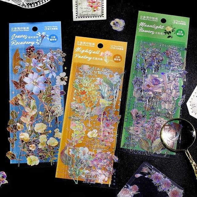 Gold foil Pet flower stickers - Journal Carnival