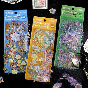 Gold foil Pet flower stickers - Journal Carnival