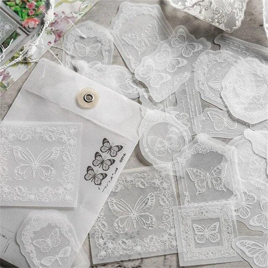 Lace Style White Ink Frame Stickers
