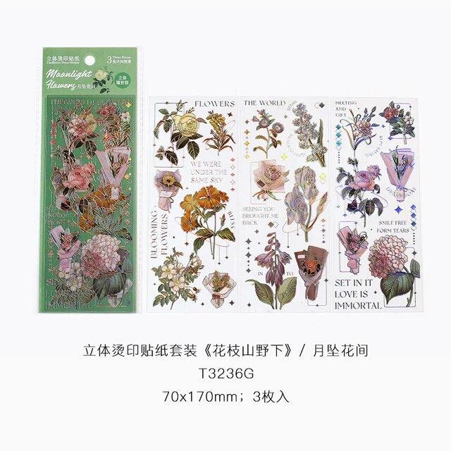 Gold foil Pet flower stickers - Journal Carnival