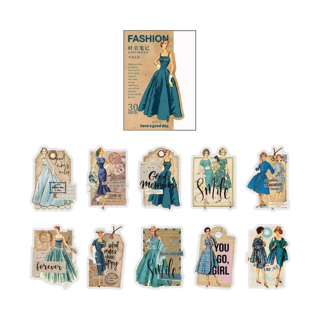 Vintage Fashion Character Stickers - Journal Carnival