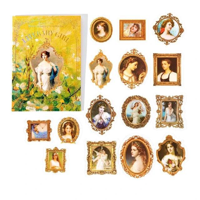 Pretty Lady in Mirror Series Stickers - Journal Carnival