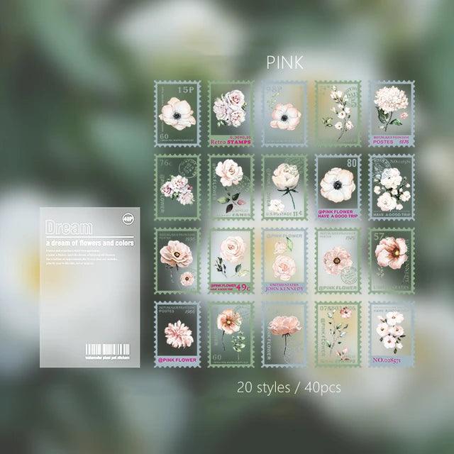 Stamp style Pet flower stickers - Journal Carnival