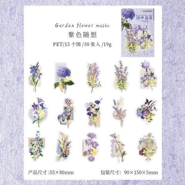 Garden Flower Series Bronzed Stickers - Journal Carnival