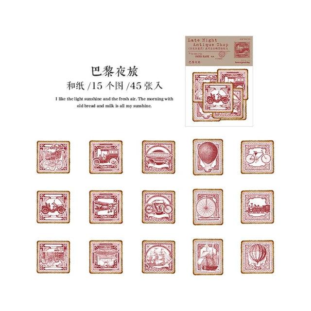 Mini Antique Stamp Stickers - Journal Carnival