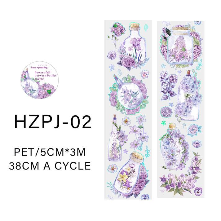 Light Gray Flower fall between bottles series pet tape