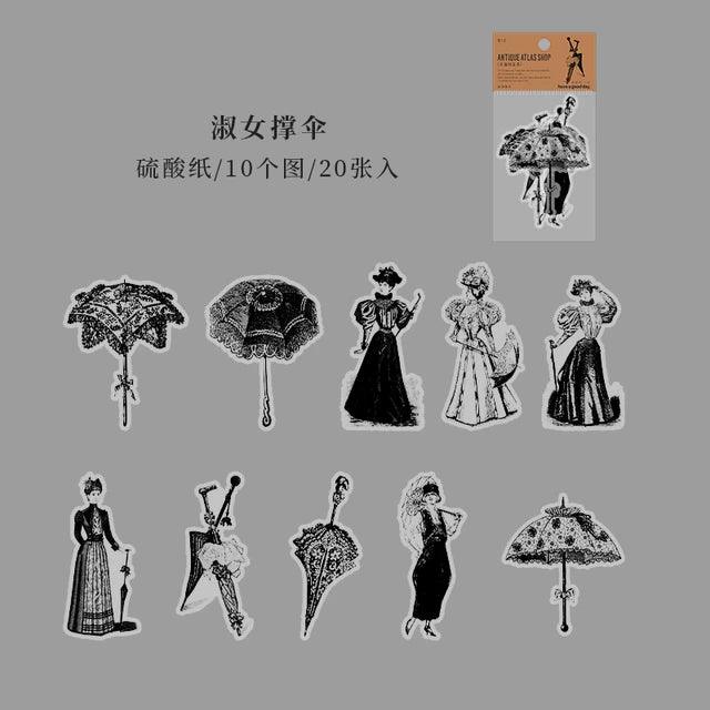 Vintage Antique Stationary Stickers - Journal Carnival