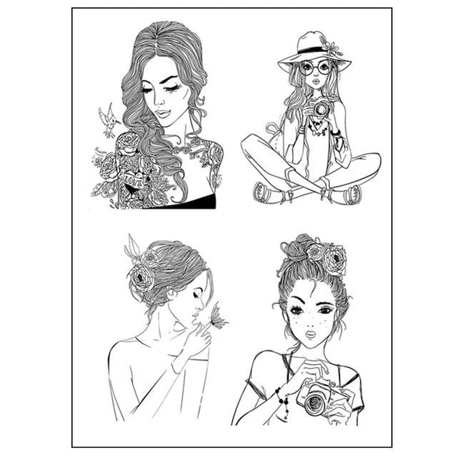 Girl Silicone Stamp - Journal Carnival