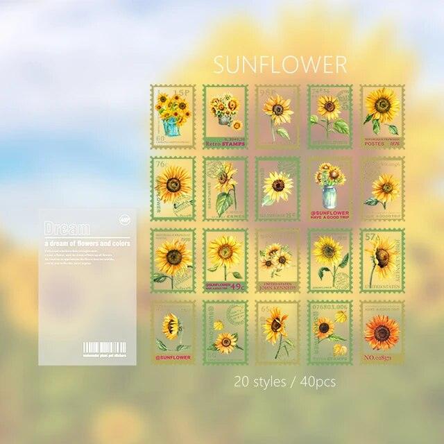 Stamp style Pet flower stickers - Journal Carnival