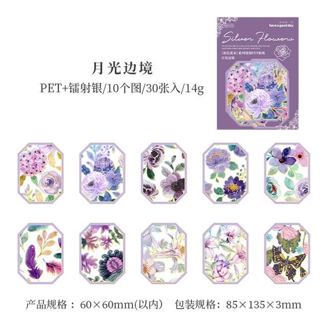 Silver Flower Pet Laser Sticker - Journal Carnival