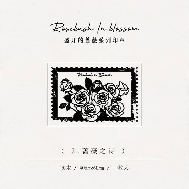 Rose style Wooden Stamp - Journal Carnival