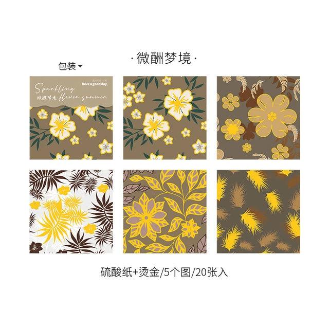 Sparkling Flowers Material Scrapbooking Paper - Journal Carnival