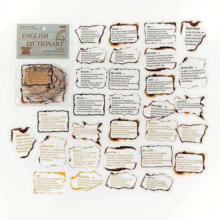 Beige Vintage English Bronzing Stickers