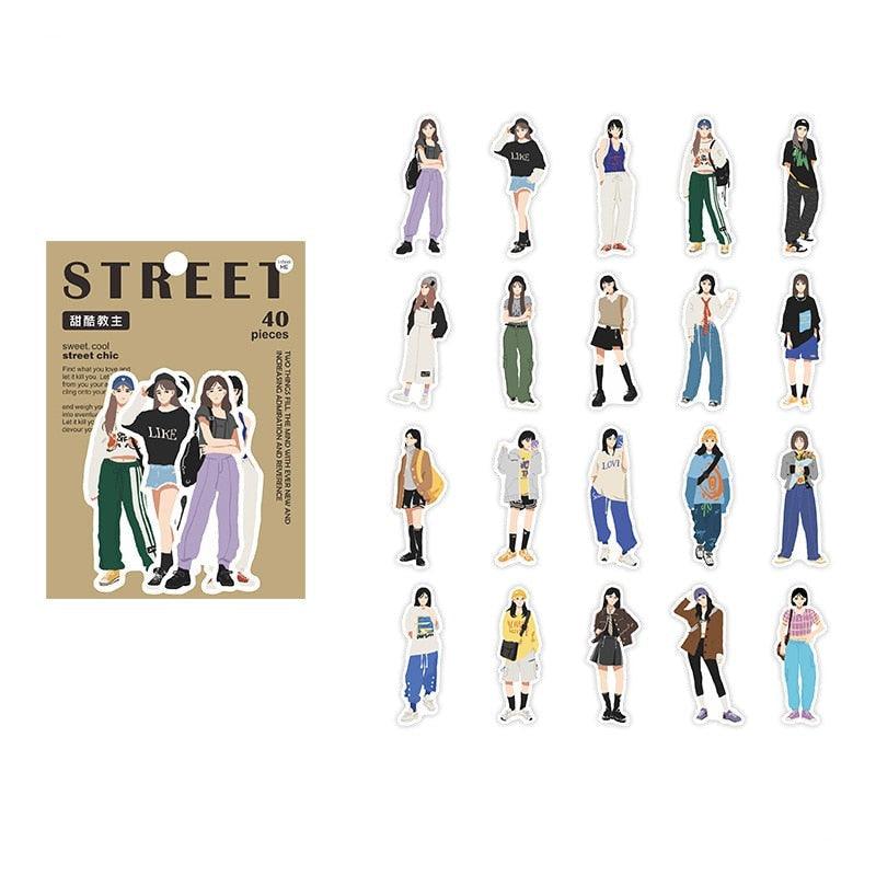 Korean Street Fashion character Sticker - Journal Carnival