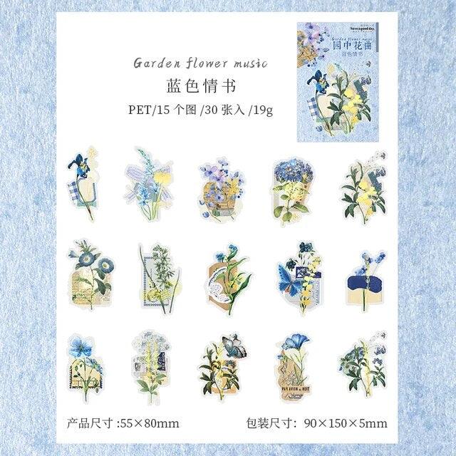 Garden Flower Series Bronzed Stickers - Journal Carnival